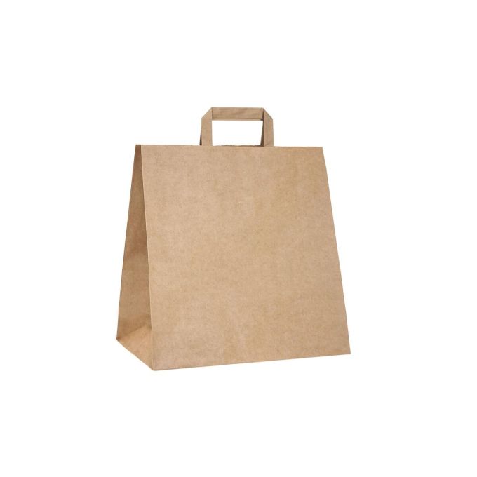 Flat Handle Paper Kraft Bags 28x17x29 (Χάρτινη Τσάντα Kraft με Πλακέ Χεράκι, Πιέτα  & Πάτο)