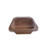 Petra Square Kraft Container 1200 with Flat Pet Lid  (Χάρτινο σκεύος Kraft τετράγωνο με διάφανο καπάκι Pet ίσιο)