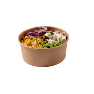 Rcont 1100 Salad Box with Transparent Lid  (Στρογγυλό χάρτινο σκεύος Kraft με διάφανο καπάκι Pet)