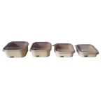 Square Box 1000 with Transparent Flat Pet Lid (Χάρτινο σκεύος Kraft με διάφανο καπάκι Pet ίσιο)