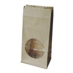 Window Bag 200 Double Kraft Paper + PE (Χάρτινο διπλό Σακουλάκι Kraft με Στρογγυλό Παράθυρο, Πιέτα & Πάτο)