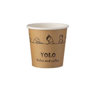 Single Wall (1W) Design "YOLO" Paper Cups 4 oz (Χάρτινα ποτήρια "Yolo" μονού τοιχώματος)