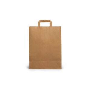 Flat Handle Paper Kraft Bags 26x14x30 (Χάρτινη Τσάντα Kraft με Πλακέ Χεράκι, Πιέτα  & Πάτο)