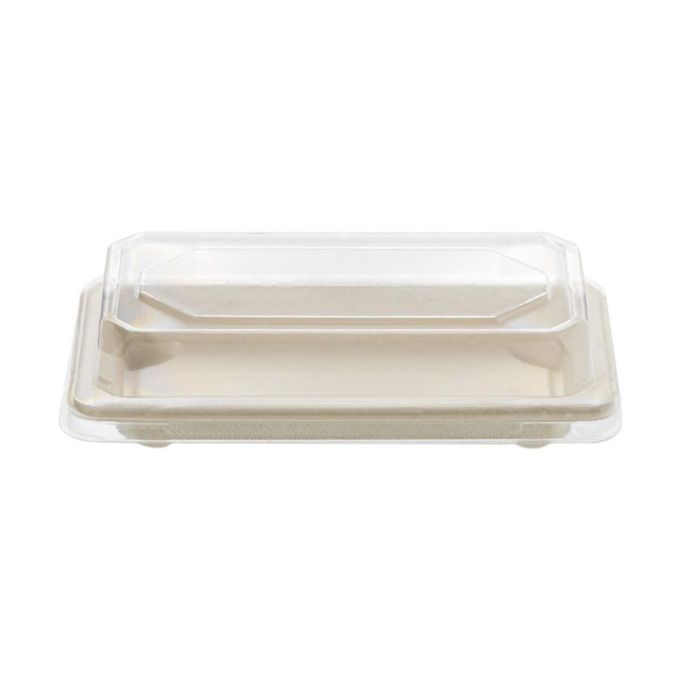 Sushi Box No.4 Sugarcane + Pet Lid (Συσκευασία για Sushi από Ζαχαροκάλαμο με διάφανο καπάκι Pet)