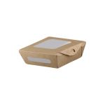 Salad Box 500 "Pure Kraft" with Double Window (Χάρτινο σκεύος Kraft με διπλό παράθυρο)