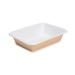 Heat Seal Pack 350 Container with Transparent Flat Lid (Χάρτινο σκεύος Kraft με διάφανο καπάκι Pet ίσιο)