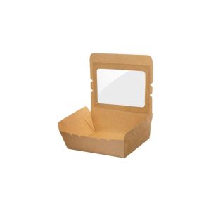 Salad Box 700 "Pure Kraft" with Single Window (Χάρτινο σκεύος Kraft με παράθυρο στο καπάκι)