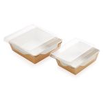 Opsalad Box 800 with Transparent Flat Pet Lid (Χάρτινο σκεύος Kraft με διάφανο καπάκι Pet ίσιο)