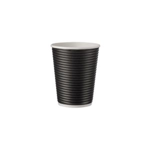 Ripple Paper Cup Black 12 oz (Χάρτινα ποτήρια γκοφρέ μαύρα)