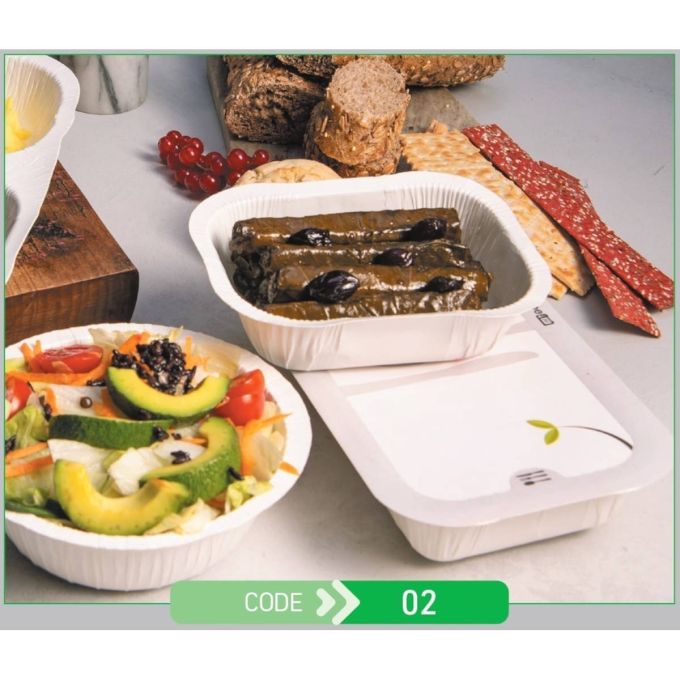 Lunch Press Tray Rectangular No.02 + Paper Lid (Χάρτινο Παραλληλόγραμμο Σκεύος Φαγητού + Χάρτινο Καπάκι Σφράγισης)