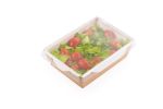 Opsalad Box 350 with Transparent Flat Pet Lid (Χάρτινο σκεύος Kraft με διάφανο καπάκι Pet ίσιο)