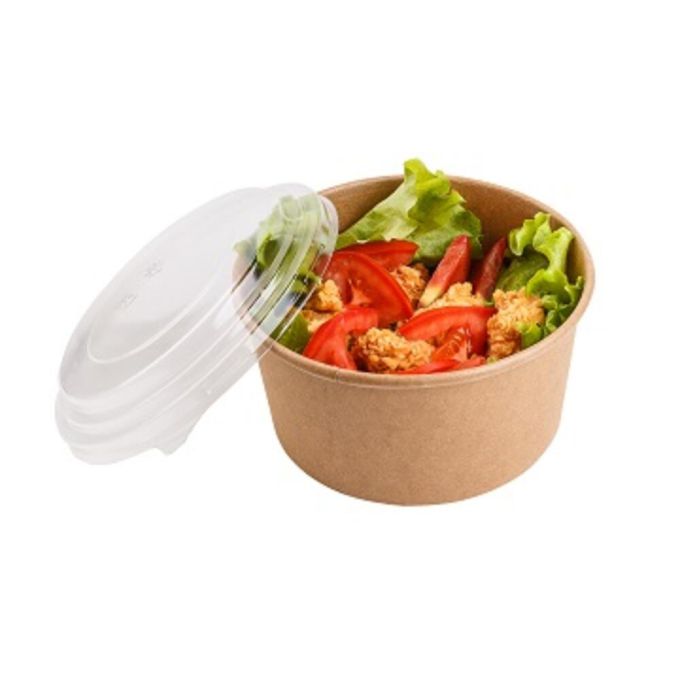 Rcont 750 Salad Box with Transparent Lid  (Στρογγυλό χάρτινο σκεύος Kraft με διάφανο καπάκι Pet)