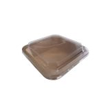 Petra Square Kraft Container 1000 with Flat Pet Lid  (Χάρτινο σκεύος Kraft τετράγωνο με διάφανο καπάκι Pet ίσιο)