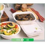 Lunch Press Tray Rectangular No.02 + Paper Lid (Χάρτινο Παραλληλόγραμμο Σκεύος Φαγητού + Χάρτινο Καπάκι Σφράγισης)